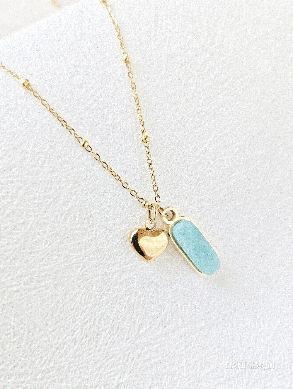 Gold Petite Heart & Stone Necklace - Picture 2 of 8